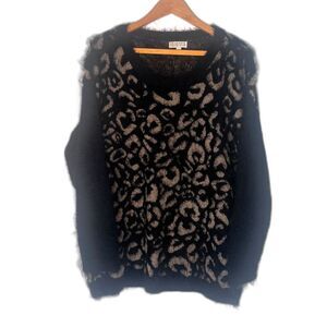 Joseph A Fuzzy Sweater Animal Print Bold Abstract Size Large Boho Streetwear